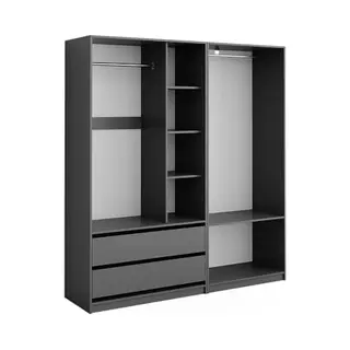 Vicco Kleiderschrank Elmo, Anthrazit, 180 X 200 Cm 2er Set (2-St)