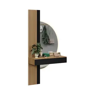 Vicco Kaptafel "Melina", Eiken/zwart, 100 Cm Met Led-spiegel, Perfect Voor Een Gestructureerde Schoonheidsroutine