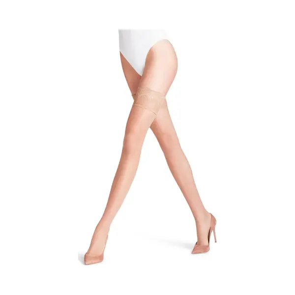 Falke Damen Stay-Ups Invisible Deluxe 8 Den W Stu Ultra-transparent Einfarbig 1 Paar, Hautfarben Powder 4069, L thumbnail