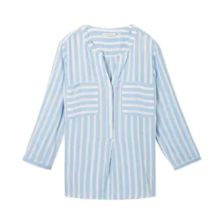 Tom Tailor Damen Bluse Mit Streifen & Brusttaschen, 35221 - Offwhite Blue Vertical Stripe, 36