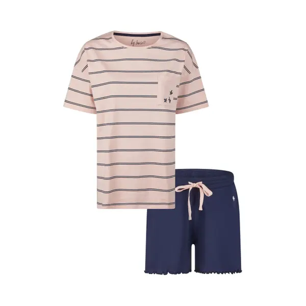 By Louise Dames Korte Pyjama Set Shortama Roze - Maat M thumbnail