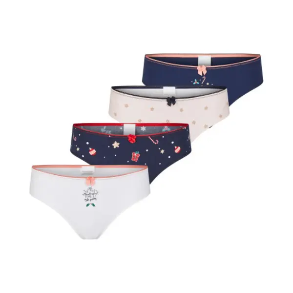 Happy Shorts Dames Kerst Slips 4-Pack Roze/Blauw/Wit - Maat L thumbnail