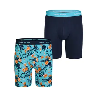 Happy Shorts Heren Boxershorts Met Lange Pijpen Boxer Briefs Flower Print 2-Pack - Maat M
