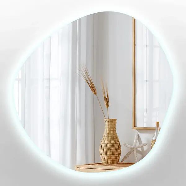 Tulup Led Spiegel - Organisch Gevormde Led Spiegel - 58 Cm X 58 Cm - Spiegel Led Verlichting - Led-spiegel Voor Badkamer - Koel Wit 6500K - Verlichte thumbnail