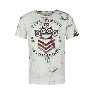 Five Finger Death Punch T-shirt - Logo - S Tot M - Voor Mannen - Wit-grijs