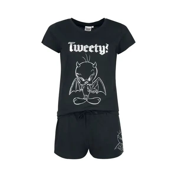 Looney Tunes Pyjama - Tweety - S Tot 3XL - Voor Vrouwen - Zwart thumbnail