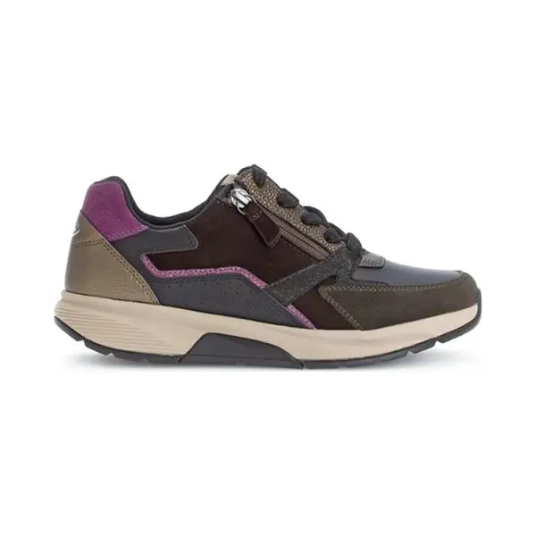 Gabor Damen Low-Top Sneaker, Frauen Sneaker, Komfort-Mehrweite, modisch, orthopaedisch, einlege-Sohlen, Soft-Move, schwarz/Choco/Berry, 39 Eu / 6 Uk thumbnail