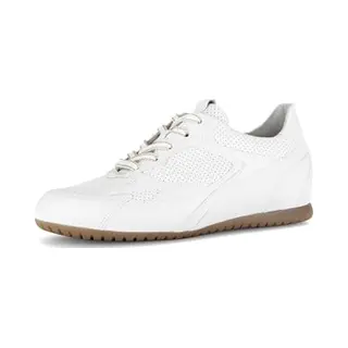 Gabor Damen Sneaker Aus Glattleder In Weiß Im Retro Look Mit Wechselfußbett. Weiß Gr. 38