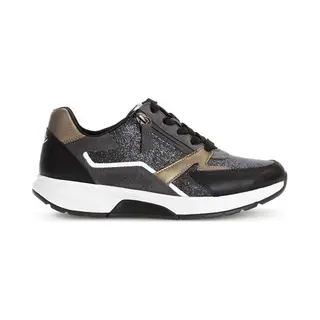 Gabor Damen Low-Top Sneaker, Frauen Halbschuhe, Freizeitschuhe, Turnschuhe, Laufschuhe, Freizeit, sportlich, anthrazit/schw. K., 37 Eu / 4 Uk