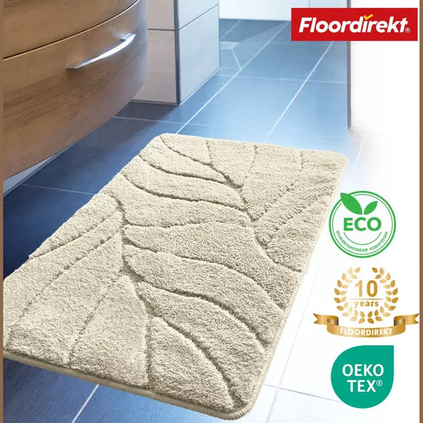 Floordirekt - Badematte Maris Flauschiger Badvorleger Mit Blattstruktur Ivory 60 X 120 Cm thumbnail