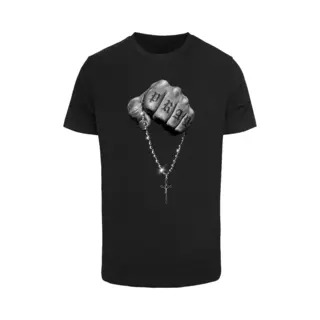 Mister Tee Shirt 'Faith Meets Strength' Grijs / Lichtgrijs / Zwart / Wit
