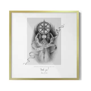 Tulup Gold Rahmen Fotorahmen 50x50 Picture Frame Für Fotos Bilder Poster Mit Plexiglas - Inklusive Grafik - Für Wohnzimmer Schlafzimmer 50x50 Cm
