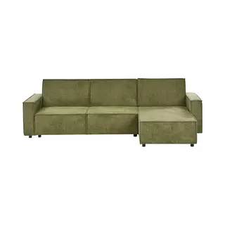 Beliani - Left Hand Fabric Corner Sofa Dark Green Polyester Sleeping Function Romedal
