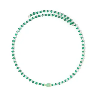 Cavill Stalen Halsketting Met Braziliaanse Smaragd 1, 813 Ct, Regenboog Maansteen En Zoetwaterparels, Elegant Groen Rond Gefacetteerd Edelsteen