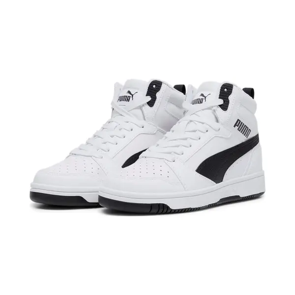 Puma Unisex Youth Puma Rebound V6 Mid Jr Sneakers, Puma White-Puma Black, 5.5 Uk thumbnail