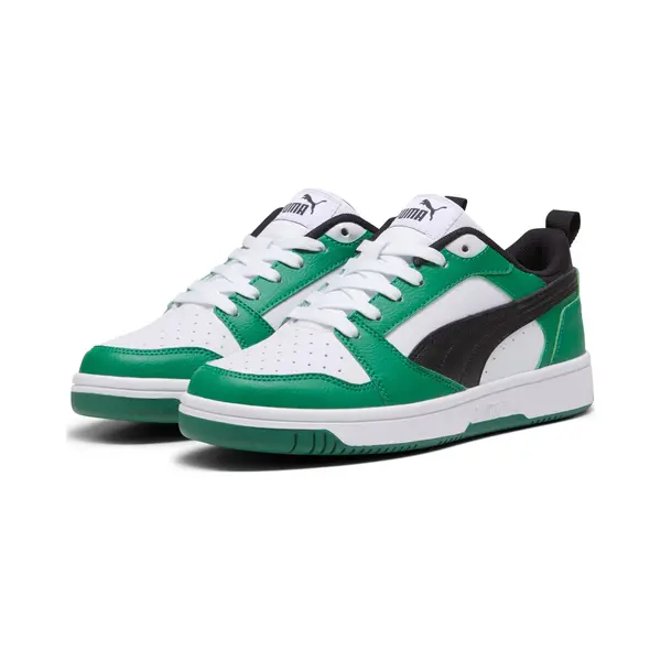 Puma Unisex Youth Puma Rebound V6 Lo Jr Sneakers, Puma White-Puma Black-Archive Green, 3 Uk thumbnail