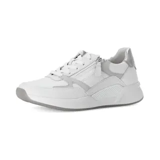 Gabor Damen Low-Top Sneaker, Frauen Halbschuhe, schnürschuhe, schnürer, straßenschuhe, Strassenschuhe, Sportschuhe, Weiss/Silber, 42.5 Eu / 8.5 Uk