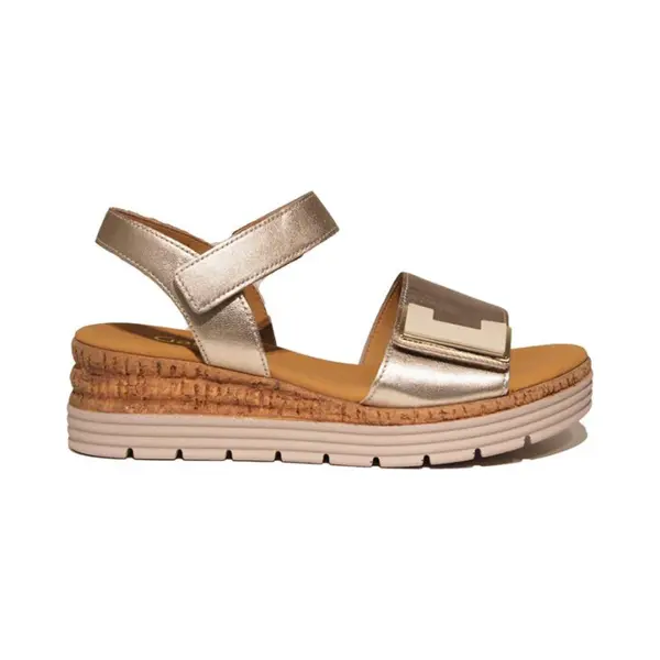 Gabor Damen Keilsandalen, Frauen Sandalen, Freizeitschuhe, offene Schuhe, Strandschuhe, Keilsandaletten, Keilabsatz, Puder (Uni+Gold), 40 Eu / 6.5 Uk thumbnail