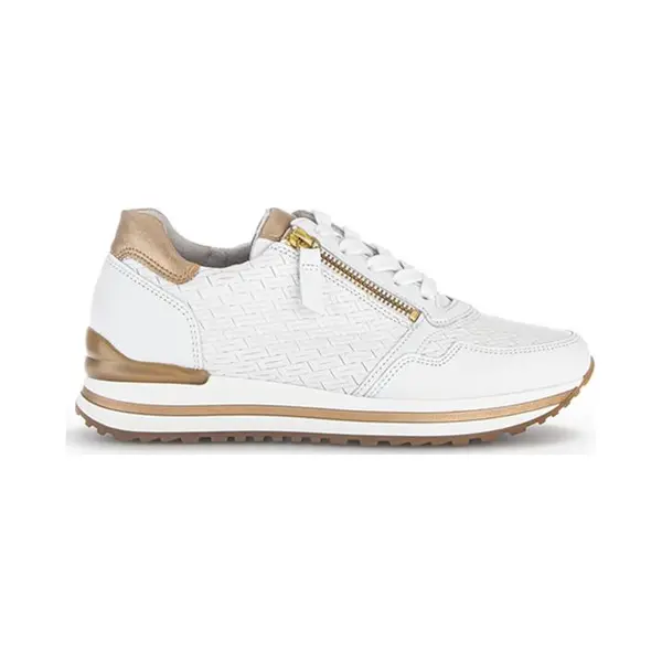 Gabor Damen Low-Top Sneaker, Frauen Halbschuhe, Komfortable Mehrweite (H), Freizeitschuhe, Laufschuhe, Freizeit, Weiss/Platino(Gold), 40.5 Eu / 7 Uk thumbnail