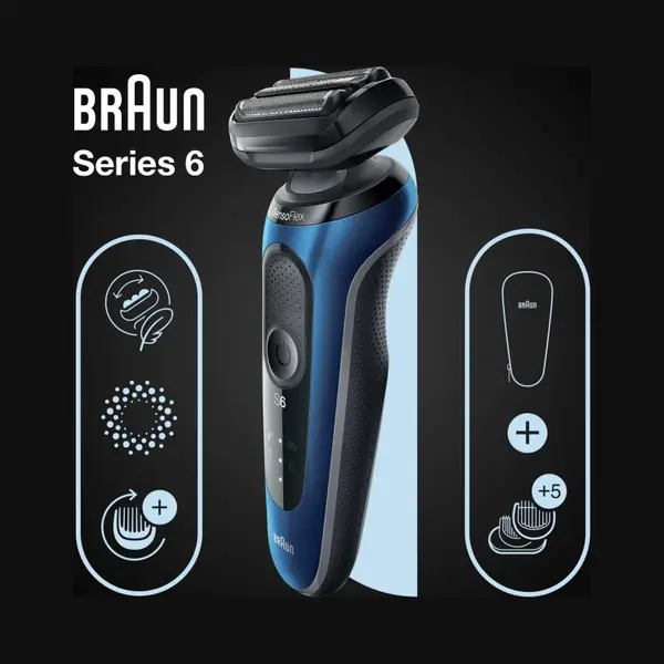 Braun Series 6 61-B1500s Folienschaber Trimmer Blau thumbnail