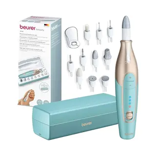 Beurer Mp 84 Manicure/pedicureset, Elektrische Nagelvijl Met Accu, 10 Opzetstukken, Ledlicht, Inclusief Opbergdoos, Tot 4400 Omw/min, Nagelset Voor