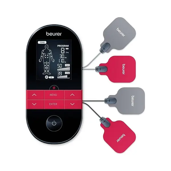 Beurer EM59 Digital Tens/Ems Device With Heat, 4-in-1 Stimulation Device For Pain Therapy, Muscle Stimulation, Massage And Heat Therapy, 4 Electrodes, thumbnail