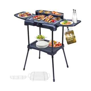 Sommertal Elektrogrill BBQ231 Elektrogrill Balkongrill 2200W Camping Grill, 2200 W, 2in1 Tischgrill Mit Standfuß Stufenloser Temperaturregler
