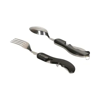 B Camping Germany Reisbestek - 4-delige - Camping Bestek - Outdoor Rvs Spork - Survival Mes / Vork / Lepel / Flesopener - Zwart