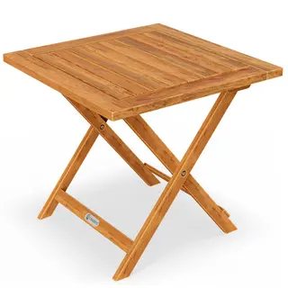 Deuba Casaria® Beistelltisch Holz Vollmontiert Klappbar 80kg Belastbar 46x46cm Wetterfest Balkon Terrasse Wohnzimmer Kleiner Tisch Balkontisch Gartentisch