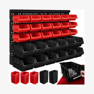 monzana® Werkzeugwand Schwarz/Rot 32-tlg Mit Stapelboxen