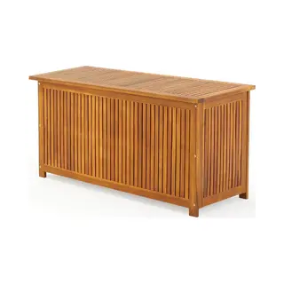 No Brand Casaria® Gartenbox Holz Akazie 205l Deckel 160kg Belastbarkeit Wetterfest Auflagenbox Aufbewahrungsbox Garten Balkon Wintergarten Sitztruhe 115x50cm
