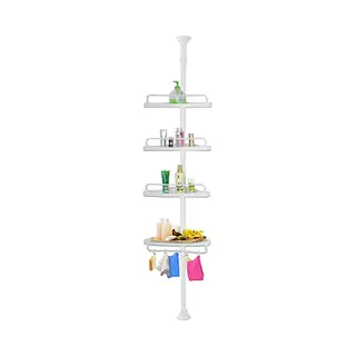 Deuba® Doucherek Wit Metaal 155-290x34x21cm 12kg