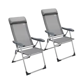 Casaria® Tuinstoel 2 Stuks Grijs Aluminium Inklapbaar