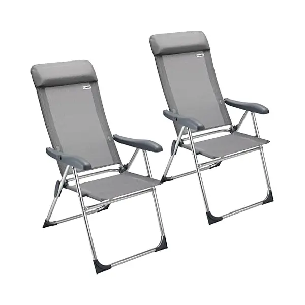 Casaria® Garden Chair 2Pcs Set Grey Aluminium Foldable With Cushion thumbnail