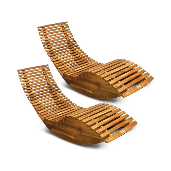 Casaria Ligstoel - 2 Stuks Fsc®-gecertificeerd Acacia Hout – Bruin thumbnail