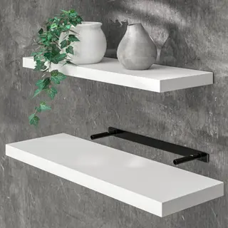 Casaria® Wandplank Zwevend Mat Wit Mdf 70x23x3, 8cm