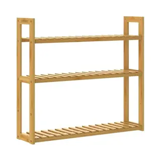Casaria Badregal, Holz Hängeregal 60x54cm 3 Ablagen Belastbarkeit 30kg Bad Flur Bambus