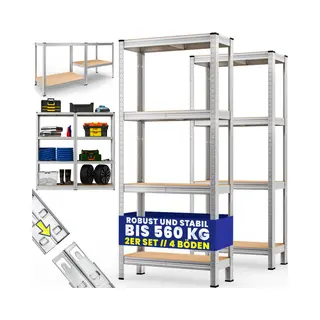 monzana® Heavy Duty Shelving 2Pcs Set 170x75x30cm Galvanized 280kg