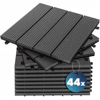 Casaria® Wpc Fliesen 44er-Set Klassik Anthrazit - 30x30cm