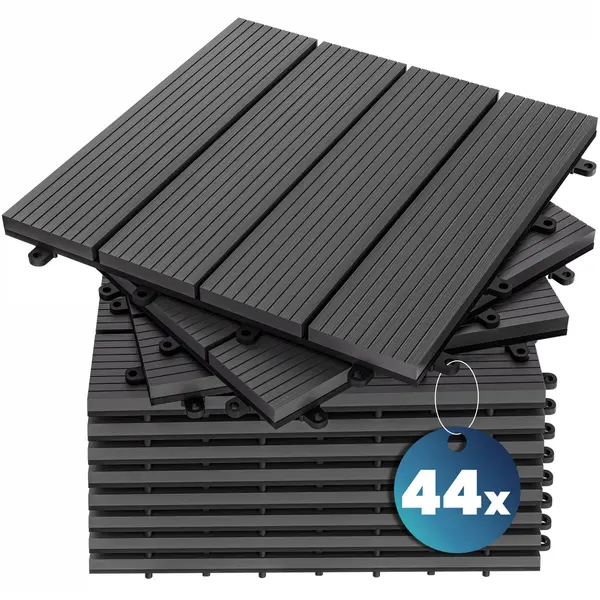 Casaria® Composite Decking Tiles 44Pcs Anthracite 30x30cm thumbnail