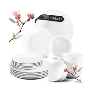 Moritz & Moritz Tafelservice Basic Porzellan Geschirrset Für 6 Personen (18-tlg), 6 Personen, Porzellan, Kombigeschirr Für 6 Personen