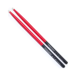 Music Store Hornbeam 5A Drumsticks, Robust Balanced Sticks, Drums Cymbals, Black Red Finish, 40.4cm Length, 1.4cm Diameter