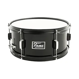 Fame First Step Snare Drum, 14"x6.5", Piano Black, Mischholz Kessel, Robuste Stahlspannreifen, 6 Spannschrauben, Ideal Für Anfänger Und