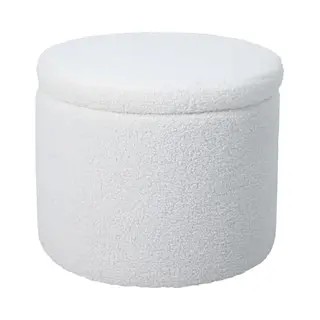 Amber Aufbewahrungsbox Mit Deckel Hocker Mit Stauraum Sitzhocker Teddystoff Weiß - Svita