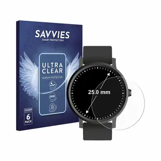Savvies - Screenprotector Voor Horloges (Rond, ø, 25 Mm) - Folie Beschermfolie Transparant 6 Stuks