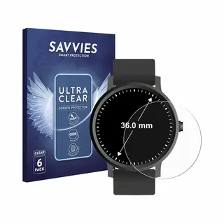 Savvies - Screenprotector Voor Horloges (Rond, ø, 36 Mm) - Folie Beschermfolie Transparant 6 Stuks
