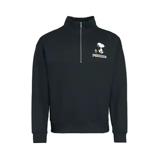 Peanuts - Snoopy And Woodstock - Half-zip Knitted Jumper Sweatshirt Black