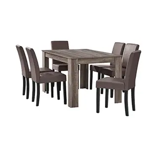 En.casa Essgruppe, (7-tlg., Esstisch Mit 6 Stühlen), »Forssa« 140x90cm Küchentisch Mit 6x Polsterstühlen