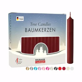 Brubaker 20 Pakje Boomkaarsen Was - Kerstmis Kaarsen Piramide Kaarsen Kerstboom Kaarsen - Donkerrood