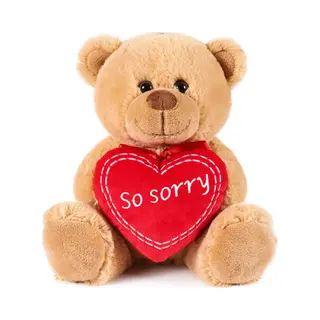 Brubaker Teddybär Mit Herz Rot - So Sorry - 25 Cm Teddy Plüschbär - Kuscheltier Geschenk Für Entschuldigungen - Schmusetier - Stofftier